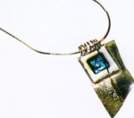 Serling silver pendant, with 18K gold, dichroic&nbsp;glass